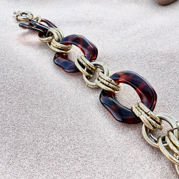JOHN WIND Gold and Tortoise Link Bracelet JW Modern Vintage - Picture 10 of 11